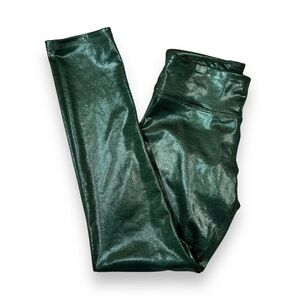 Old Navy Active Go-Dry Girls Green Shimmer Leggings Size 10/12